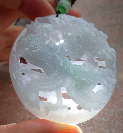 Atestita Verda Pala Lavenda Birmo 100% Natura A Jadejadeita Pendanta Fenikso-Flora Koliero 凤凰 637477 TN