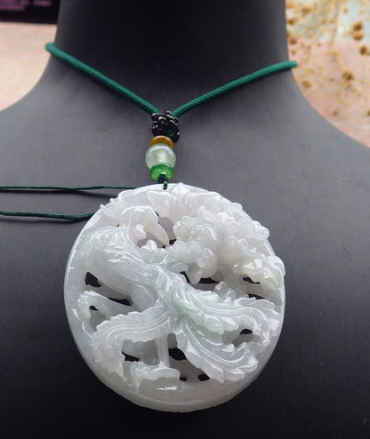 Atestita Verda Pala Lavenda Birmo 100% Natura A Jadejadeita Pendanta Fenikso-Flora Koliero 凤凰 637477 TN