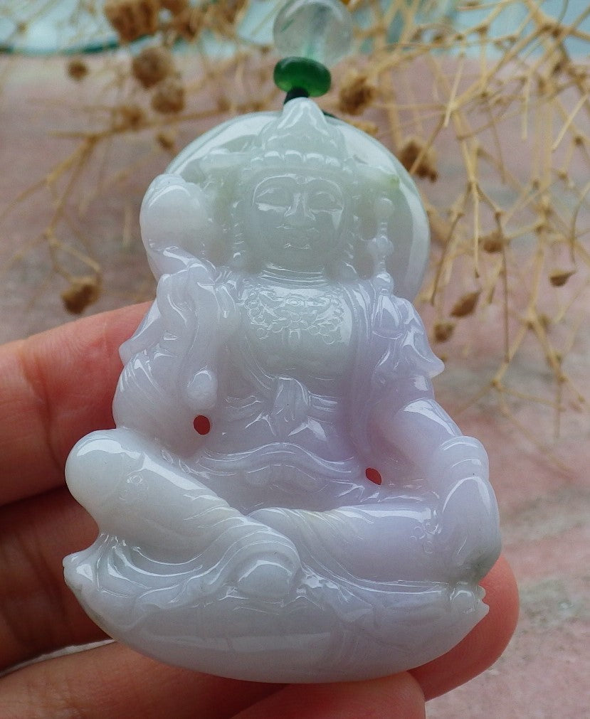 Atestita Verda Lavenda Birmo 100% Natura A Jadejadeito Pengante Guanyin Kwan Yin Lotusa Flora Koliero 观音 637485 TN