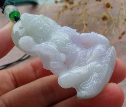 Atestita Verda Lavenda Birmo 100% Natura A Jadejadeito Pengante Guanyin Kwan Yin Lotusa Flora Koliero 观音 637485 TN