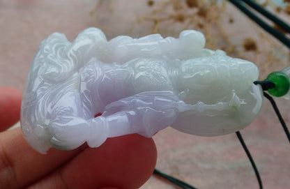 Atestita Verda Lavenda Birmo 100% Natura A Jadejadeito Pengante Guanyin Kwan Yin Lotusa Flora Koliero 观音 637485 TN