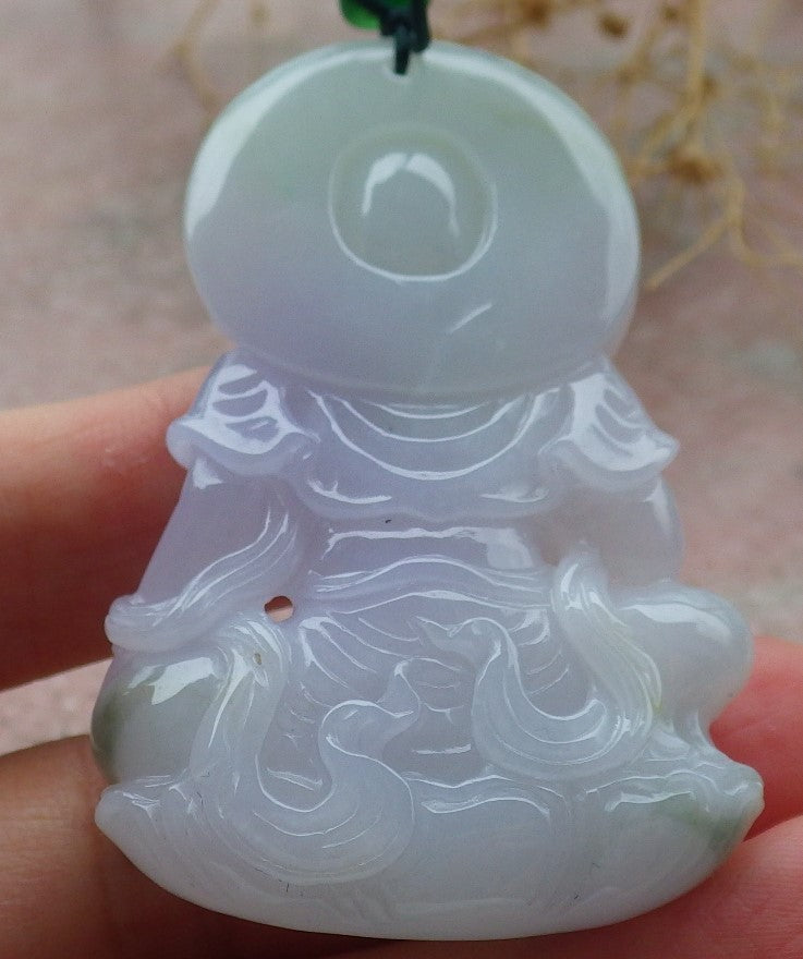 Atestita Verda Lavenda Birmo 100% Natura A Jadejadeito Pengante Guanyin Kwan Yin Lotusa Flora Koliero 观音 637485 TN