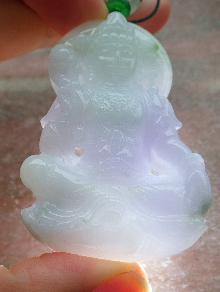 Atestita Verda Lavenda Birmo 100% Natura A Jadejadeito Pengante Guanyin Kwan Yin Lotusa Flora Koliero 观音 637485 TN