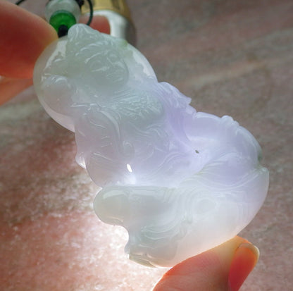 Atestita Verda Lavenda Birmo 100% Natura A Jadejadeito Pengante Guanyin Kwan Yin Lotusa Flora Koliero 观音 637485 TN