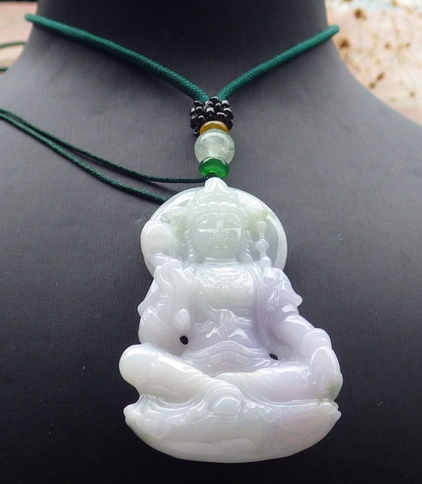 Atestita Verda Lavenda Birmo 100% Natura A Jadejadeito Pengante Guanyin Kwan Yin Lotusa Flora Koliero 观音 637485 TN