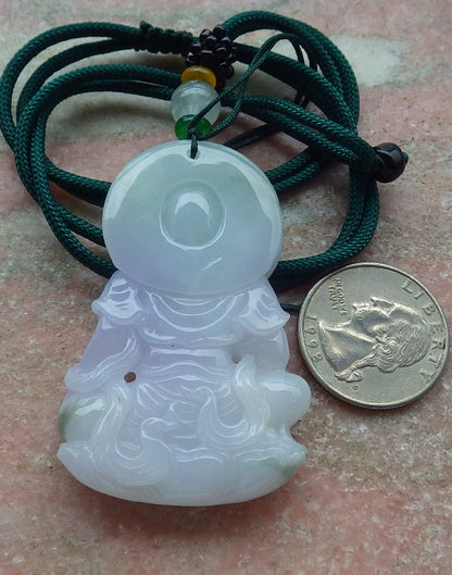 Atestita Verda Lavenda Birmo 100% Natura A Jadejadeito Pengante Guanyin Kwan Yin Lotusa Flora Koliero 观音 637485 TN