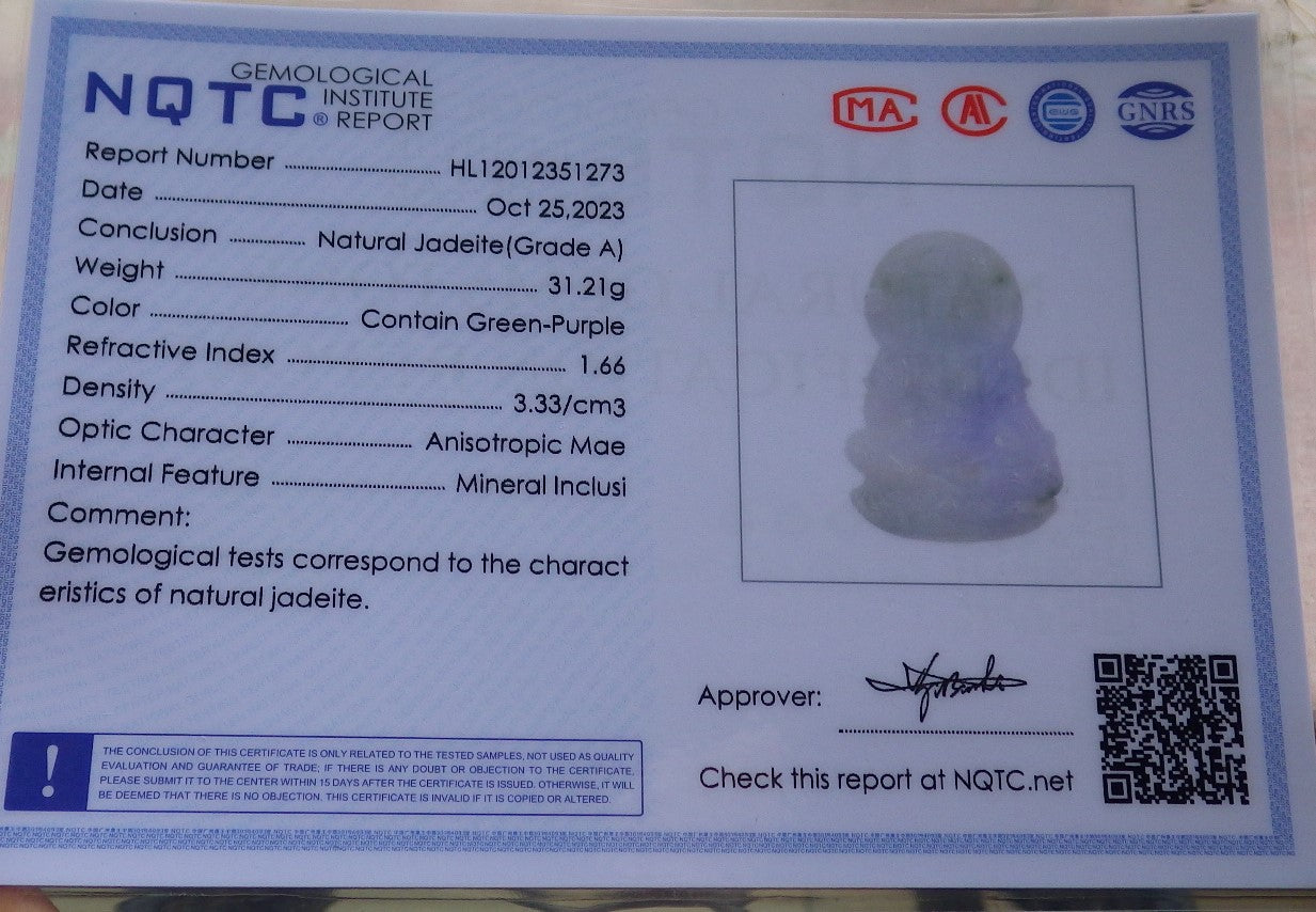 Atestita Verda Lavenda Birmo 100% Natura A Jadejadeito Pengante Guanyin Kwan Yin Lotusa Flora Koliero 观音 637485 TN