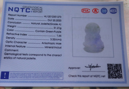 Atestita Verda Lavenda Birmo 100% Natura A Jadejadeito Pengante Guanyin Kwan Yin Lotusa Flora Koliero 观音 637485 TN