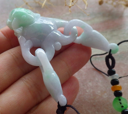 Atestita Verda Lavendo Birmo 100% Natura A Jadejadeito Pendilo Rano Bufo Monsako Yuan Bao Koliero 招财蟾 637512 TN