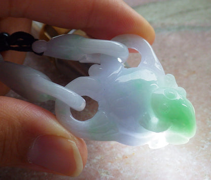 Atestita Verda Lavendo Birmo 100% Natura A Jadejadeito Pendilo Rano Bufo Monsako Yuan Bao Koliero 招财蟾 637512 TN