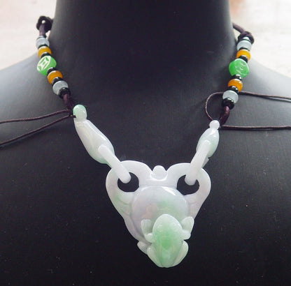 Atestita Verda Lavendo Birmo 100% Natura A Jadejadeito Pendilo Rano Bufo Monsako Yuan Bao Koliero 招财蟾 637512 TN