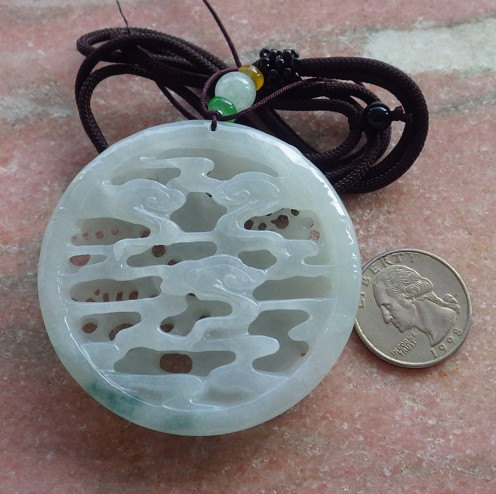 Certified Green Burma 100% Natural A Jade jadeite Pendant Peacock Phoenix Teer Necklace 孔雀 凤凰 637530  TN