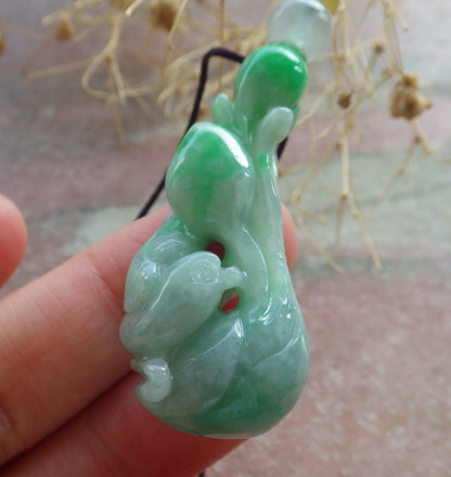 Atestita Verda Birmo 100% Natura A Jadejadeito pendanta Fenikso Birdo-Persika Koliero 637537 TN