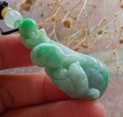 Atestita Verda Birmo 100% Natura A Jadejadeito pendanta Fenikso Birdo-Persika Koliero 637537 TN