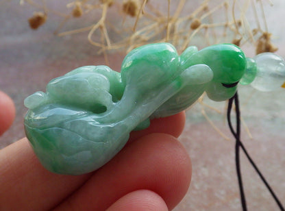 Atestita Verda Birmo 100% Natura A Jadejadeito pendanta Fenikso Birdo-Persika Koliero 637537 TN