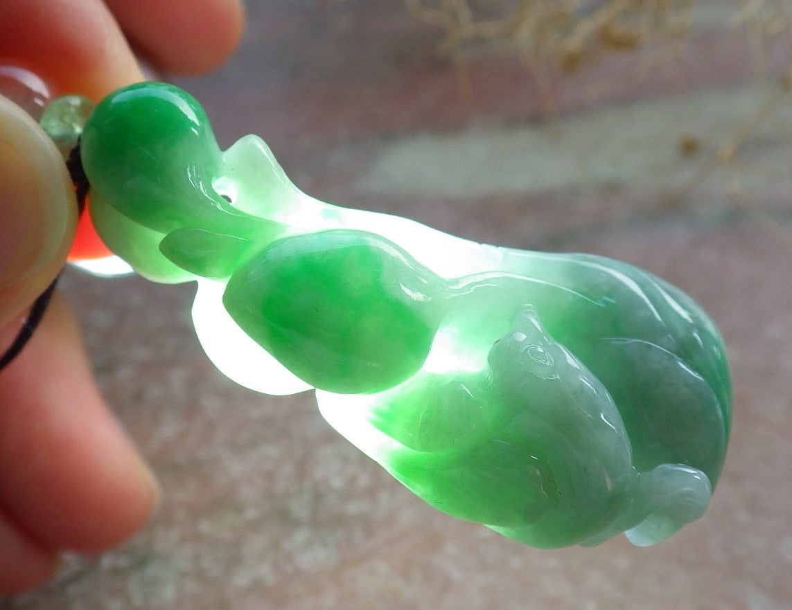 Atestita Verda Birmo 100% Natura A Jadejadeito pendanta Fenikso Birdo-Persika Koliero 637537 TN