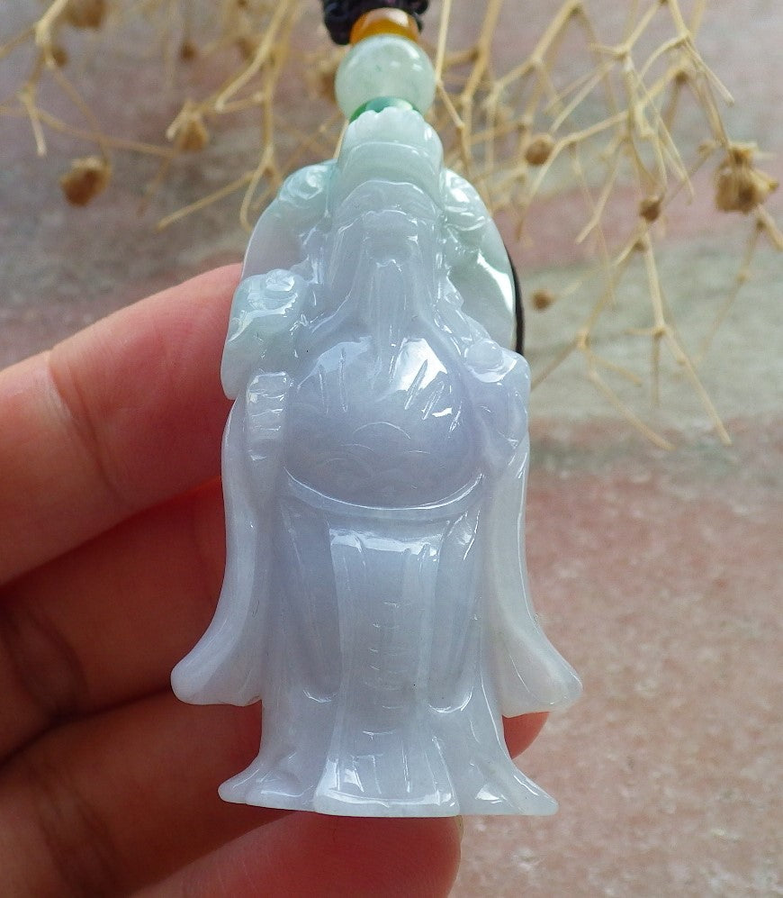 Atestita Verda Lavenda Birmo 100% Natura A Jadejadeito Pengante Mono Dio Yuan Bao Ruyi Koliero 财神 637545 TN