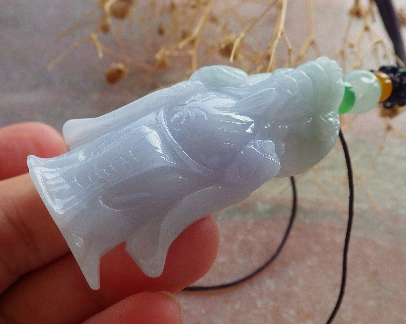 Atestita Verda Lavenda Birmo 100% Natura A Jadejadeito Pengante Mono Dio Yuan Bao Ruyi Koliero 财神 637545 TN