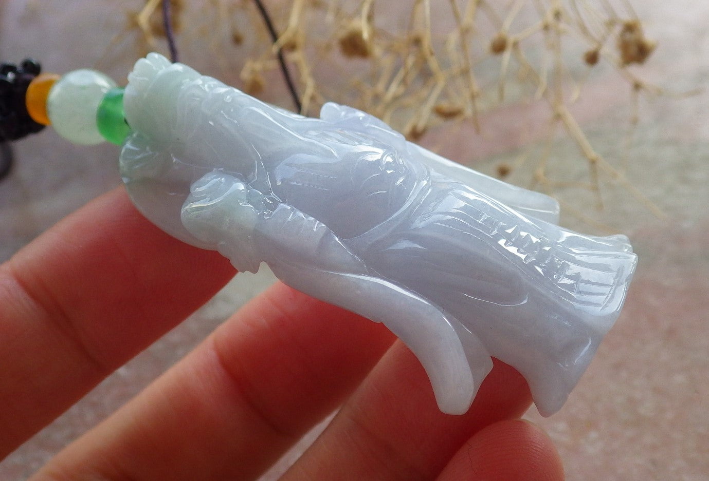 Atestita Verda Lavenda Birmo 100% Natura A Jadejadeito Pengante Mono Dio Yuan Bao Ruyi Koliero 财神 637545 TN