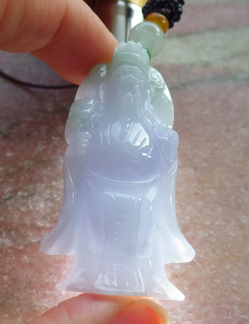 Atestita Verda Lavenda Birmo 100% Natura A Jadejadeito Pengante Mono Dio Yuan Bao Ruyi Koliero 财神 637545 TN