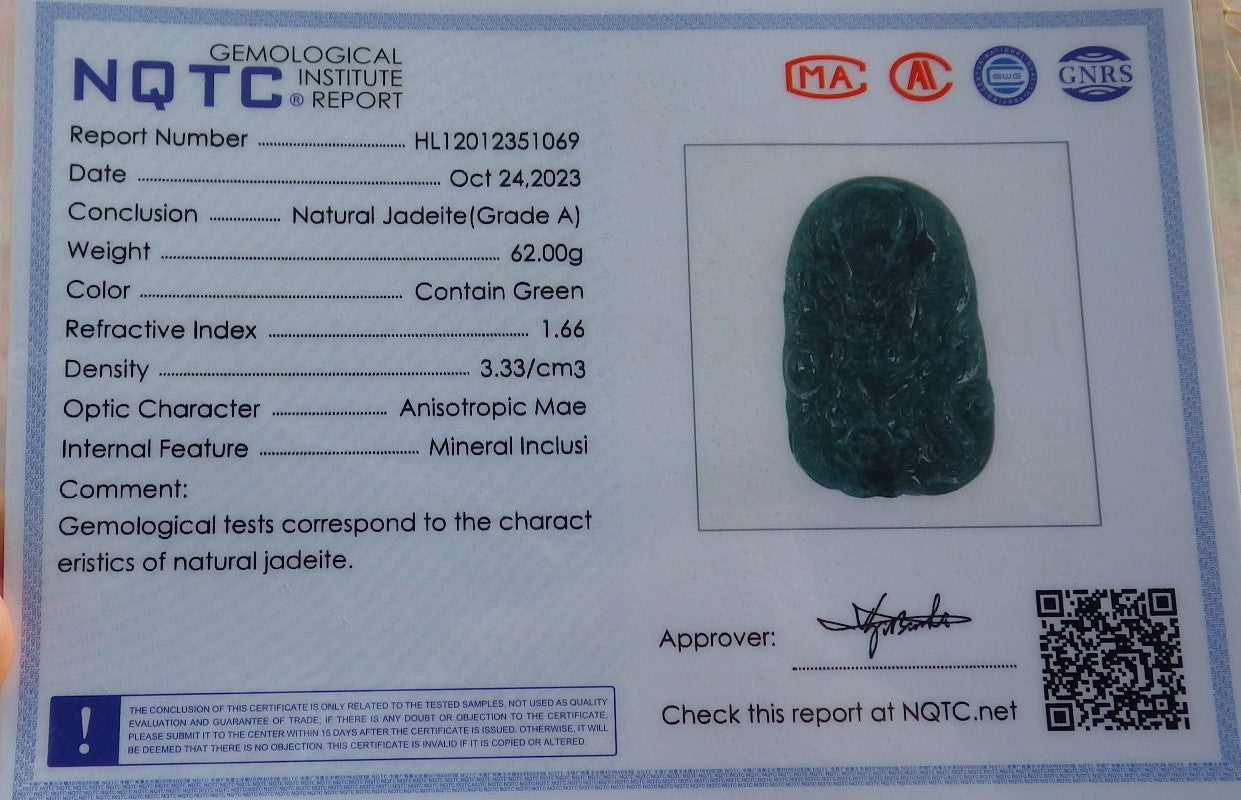 Atestita Glacia Verda Birmo 100% Natura A Jadejadeito Pendanta Drako-Perlo-Koliero 生意兴隆 637627 TN