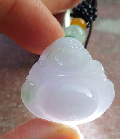 Atestita Verda Pala Lavenda Birmo 100% Natura A Jadejadeita pendanta Feliĉa Budho Dio-Koliero 佛公 637641 TN