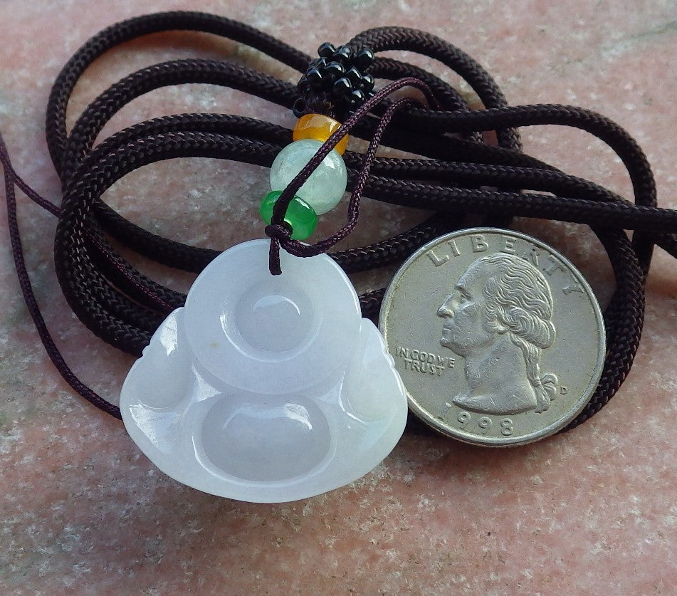 Atestita Verda Pala Lavenda Birmo 100% Natura A Jadejadeita pendanta Feliĉa Budho Dio-Koliero 佛公 637641 TN