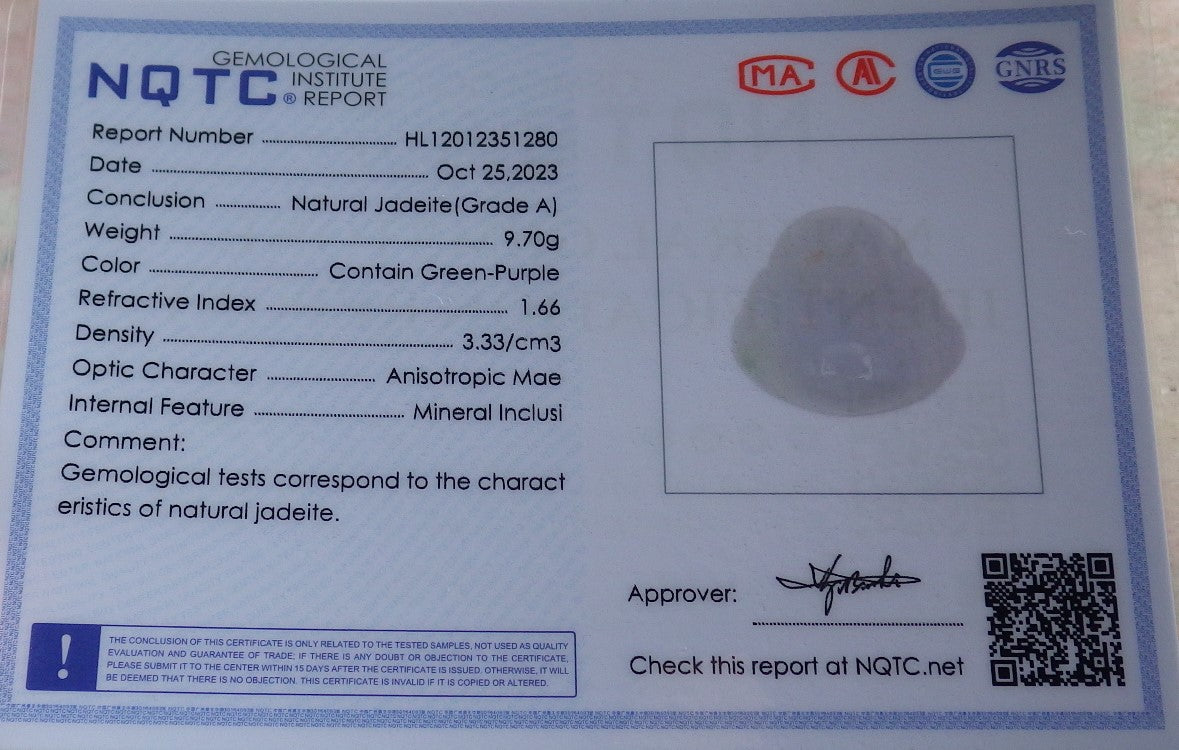 Atestita Verda Pala Lavenda Birmo 100% Natura A Jadejadeita pendanta Feliĉa Budho Dio-Koliero 佛公 637641 TN