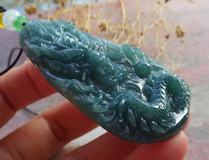 Atestita Glacia Verda Birmo 100% Natura A Jadejadeito Pendanta Drako-Perlo-Koliero 生意兴隆 637654 TN
