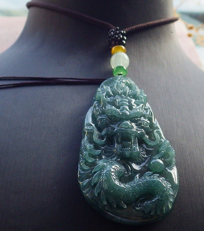 Atestita Glacia Verda Birmo 100% Natura A Jadejadeito Pendanta Drako-Perlo-Koliero 生意兴隆 637654 TN