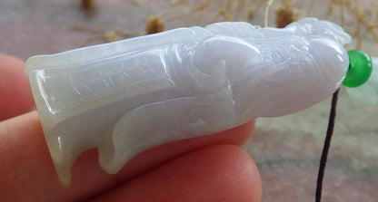 Certified Lavender Burma 100% Natural A Jade jadeite Pendant Longevity God Dragon Peach Necklace 寿星公 637782  TN