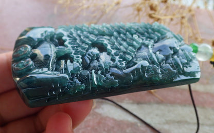 Atestita Glacia Blua Akvo Birmo 100% Natura A Jadejadeito Pendilo Pejzaĝa Pentrado Arba Koliero 山水画 637800 TN