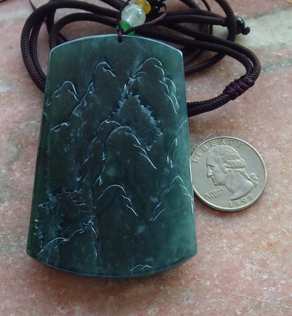 Atestita Glacia Blua Akvo Birmo 100% Natura A Jadejadeito Pendilo Pejzaĝa Pentrado Arba Koliero 山水画 637800 TN