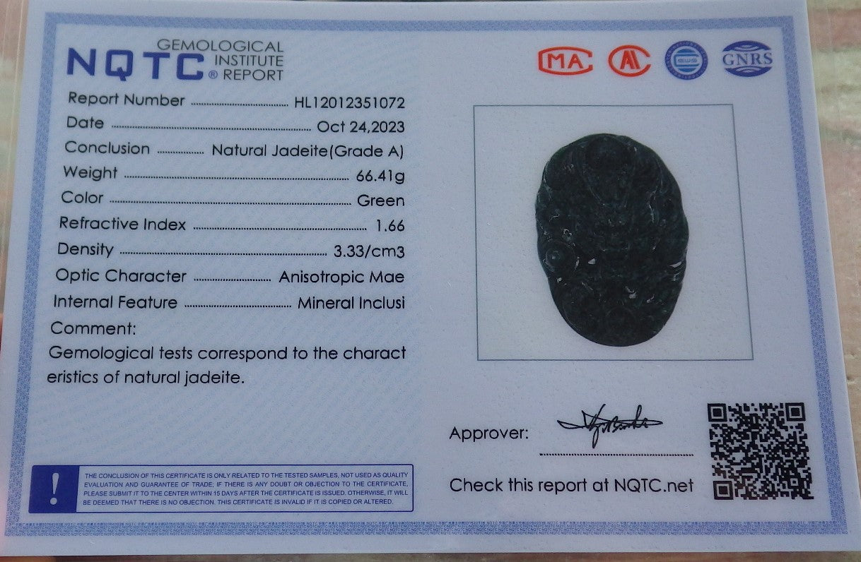 Atestita Glacia Blua Akvo Verda Birmo 100% Natura A Jado-jadeita Pendanta Drako-Perlo-Koliero 生意兴隆 637809 TN