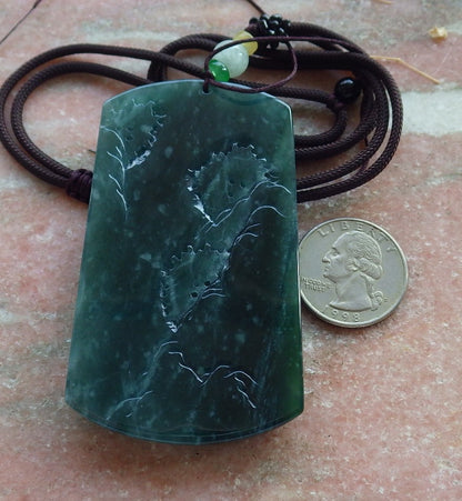 Atestita Glacia Blua Akvo Birmo 100% Natura A Jadejadeito Pendilo Pejzaĝa Pentrado Arba Koliero 山水画 637817 TN