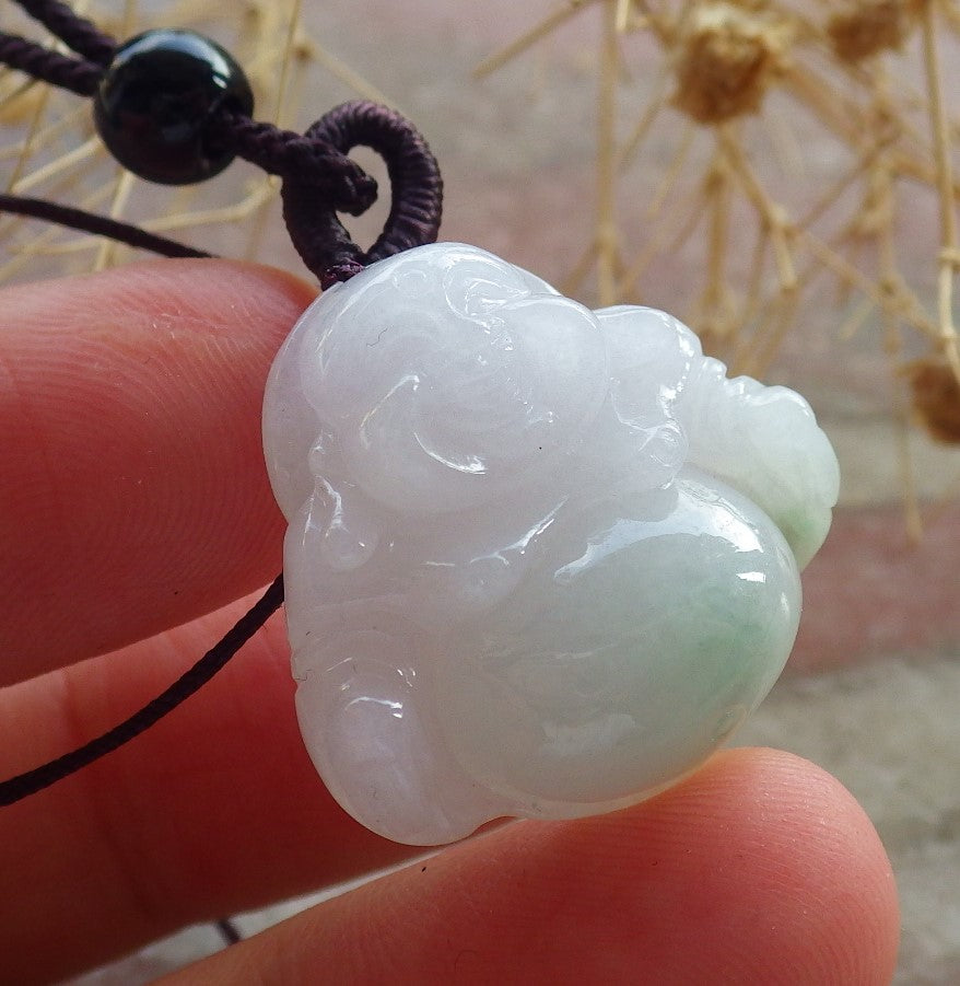 Atestita Verda Lavenda Birmo 100% Natura A Jadejadeita pendanta Feliĉa Budho Dio-Koliero 佛公 637843 TN