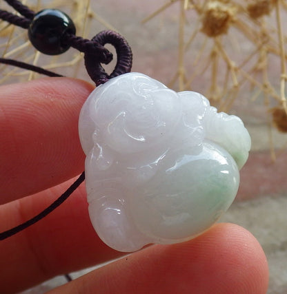 Atestita Verda Lavenda Birmo 100% Natura A Jadejadeita pendanta Feliĉa Budho Dio-Koliero 佛公 637843 TN