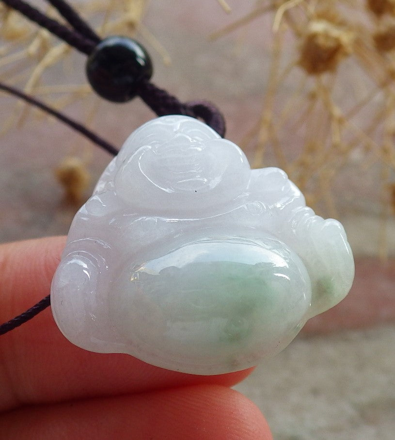 Atestita Verda Lavenda Birmo 100% Natura A Jadejadeita pendanta Feliĉa Budho Dio-Koliero 佛公 637843 TN