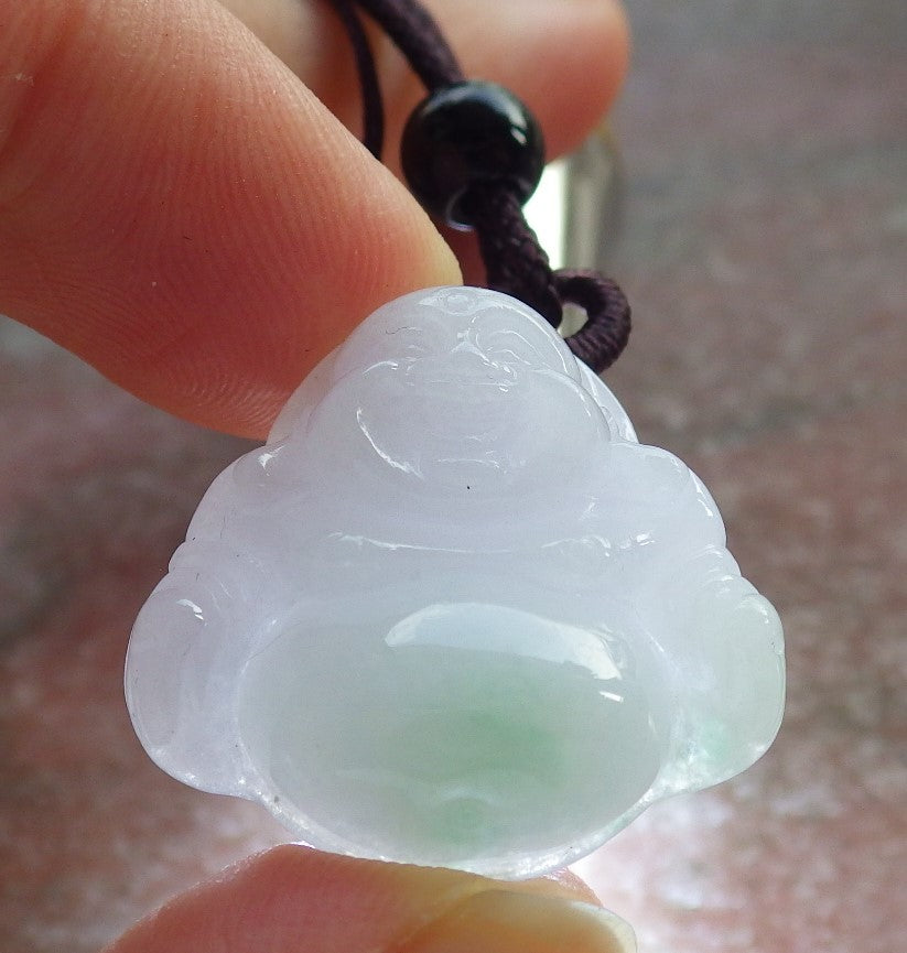Atestita Verda Lavenda Birmo 100% Natura A Jadejadeita pendanta Feliĉa Budho Dio-Koliero 佛公 637843 TN