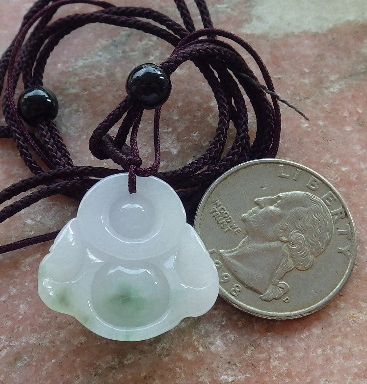 Atestita Verda Lavenda Birmo 100% Natura A Jadejadeita pendanta Feliĉa Budho Dio-Koliero 佛公 637843 TN