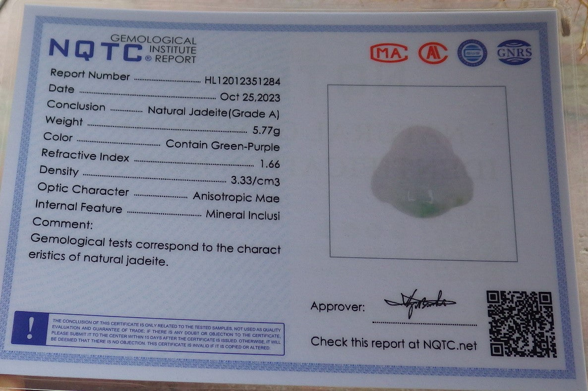 Atestita Verda Lavenda Birmo 100% Natura A Jadejadeita pendanta Feliĉa Budho Dio-Koliero 佛公 637843 TN