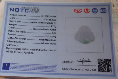 Atestita Verda Lavenda Birmo 100% Natura A Jadejadeita pendanta Feliĉa Budho Dio-Koliero 佛公 637843 TN