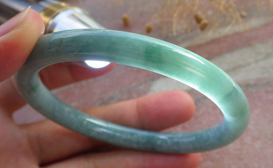 Certified Green Burma 100% Natural A JADE Jadeite Circle Bangle Bracelet 60 mm 手镯 637870  TN