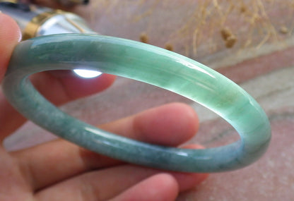 Certified Green Burma 100% Natural A JADE Jadeite Circle Bangle Bracelet 60 mm 手镯 637870  TN