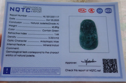 Atestita Glacia Verda Birmo 100% Natura A Jadejadeito Pendanta Drako-Perlo-Koliero 生意兴隆 637923 TN