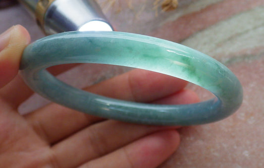 Certified Green Burma 100% Natural A JADE Jadeite Circle Bangle Bracelet 54 mm 手镯 637947  TN