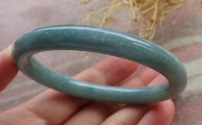 Certified Green Burma 100% Natural A JADE Jadeite Circle Bangle Bracelet 54 mm 手镯 637947  TN