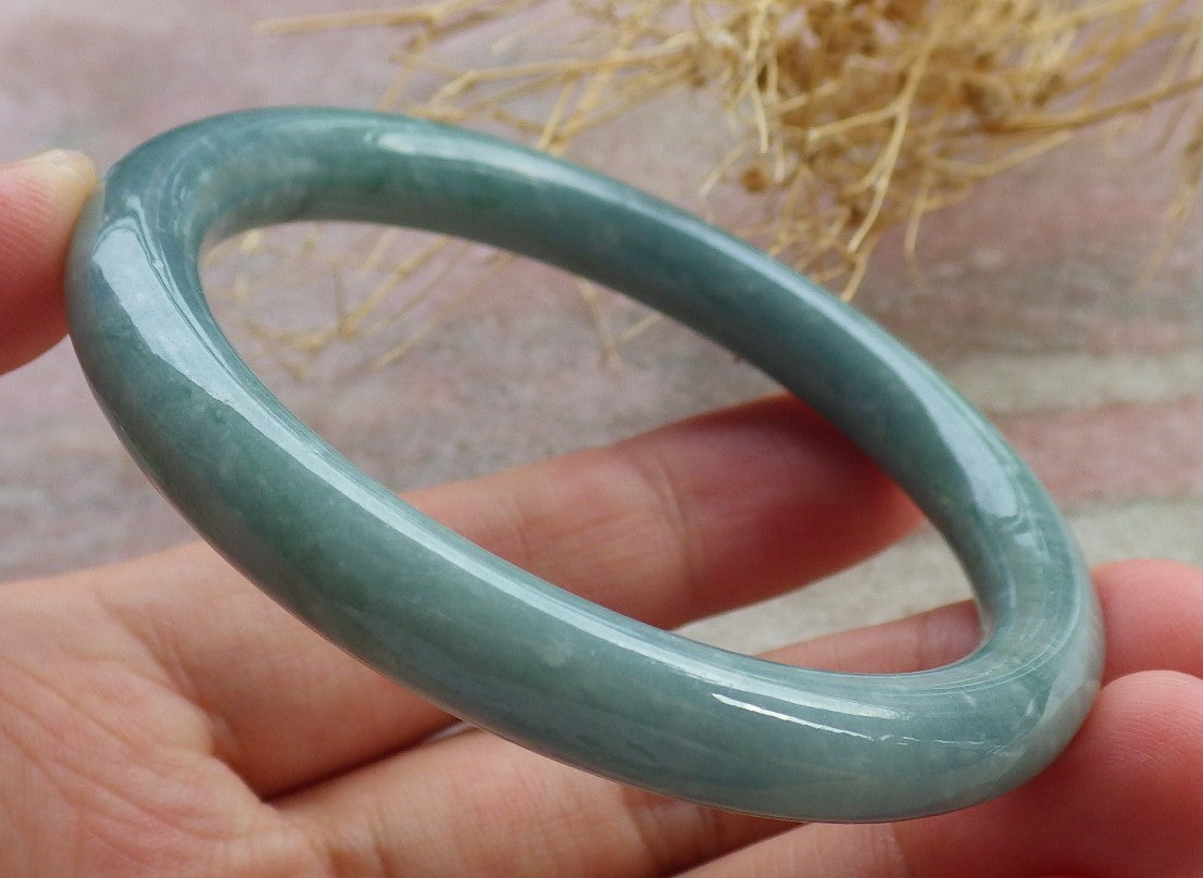 Certified Green Burma 100% Natural A JADE Jadeite Circle Bangle Bracelet 54 mm 手镯 637947  TN