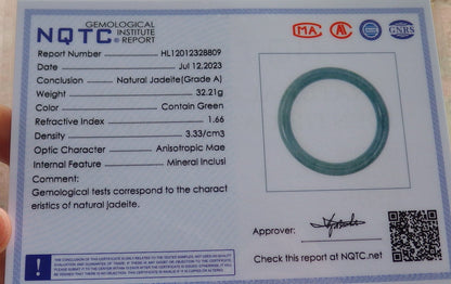 Certified Green Burma 100% Natural A JADE Jadeite Circle Bangle Bracelet 54 mm 手镯 637947  TN