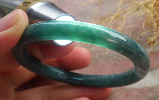 Certified Green Burma 100% Natural A JADE Jadeite Circle Bangle Bracelet 57 mm 手镯 637956  TN